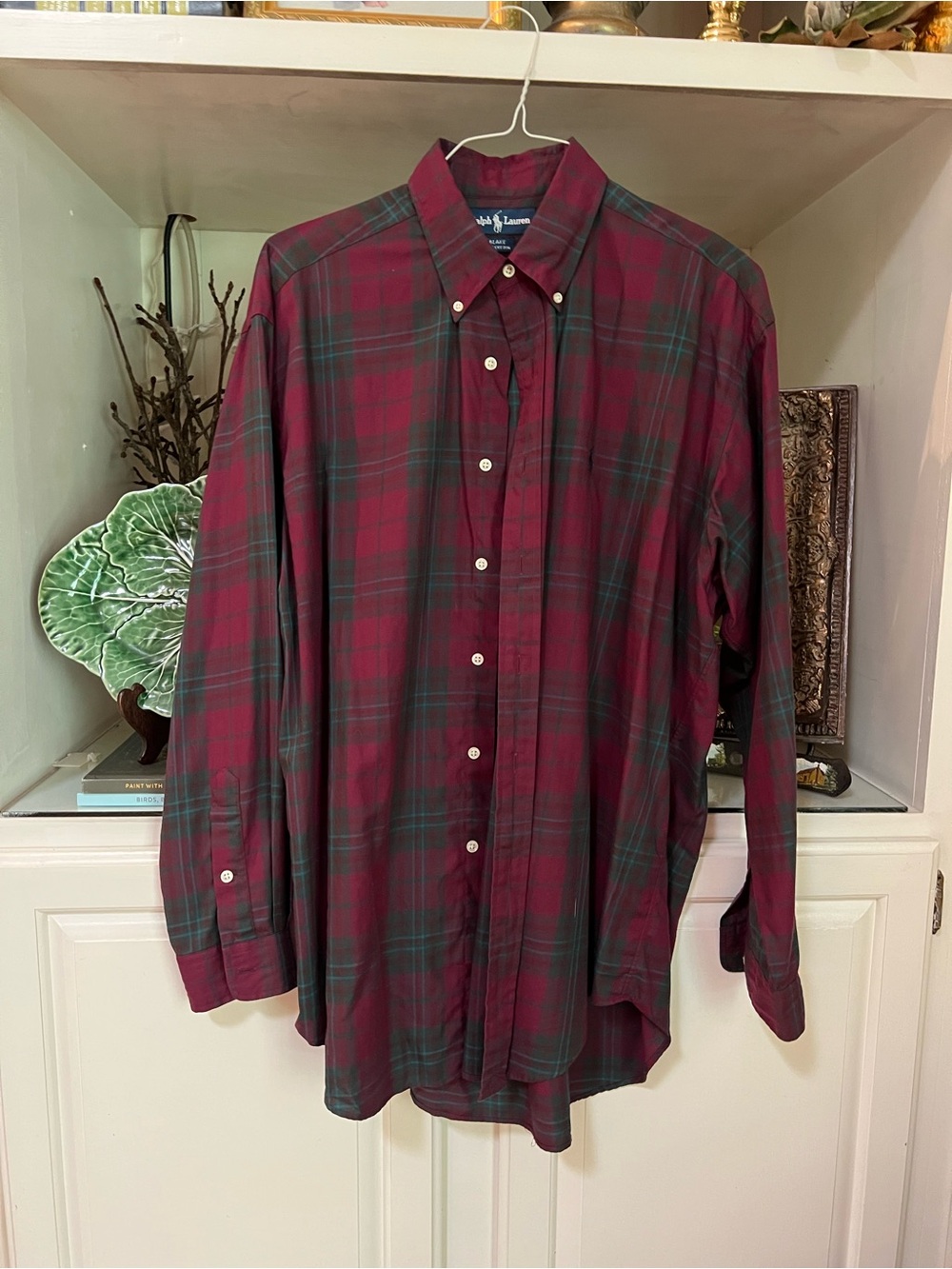 Ralph Lauren Blake Plaid Shirt - Burgundy and Dark Green mens L